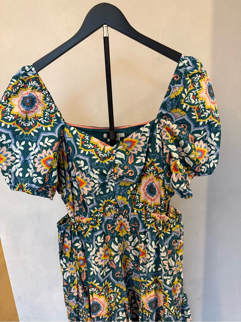 Boden Teal Floral Puff-Sleeve Maxi Dress - Picture 2 of 4